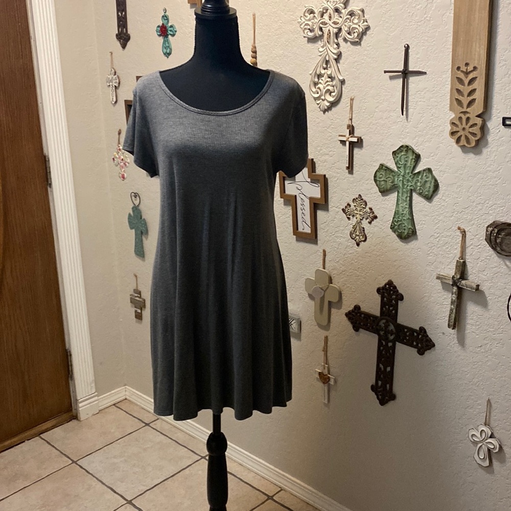 TMG New York mini grey t shirt dress size large